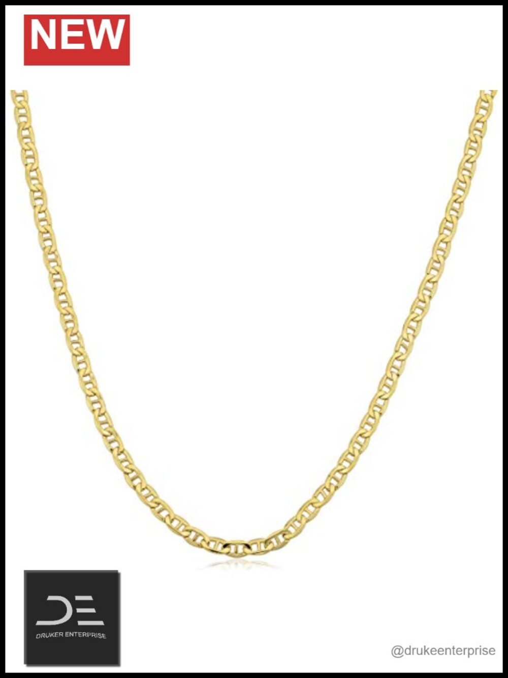 10k Yellow Gold 2.3mm Mariner Chain Necklace Womens
